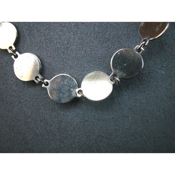Vintage Silver-Tone Disc Chain Necklace - Picture 4 of 4